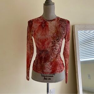 Express snake -Print Long Sleeve Top sheer form fitting lightweight beautiful!